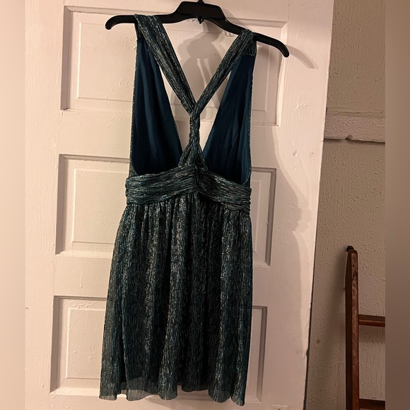 Lulu's Shimmering Teal Mini Dress - Picture 4 of 4